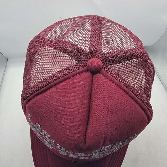 Laguna Beach Cheer Burgundy Trucker Hat Cap Glitter Letters Adjustable Casual - Picture 5 of 9